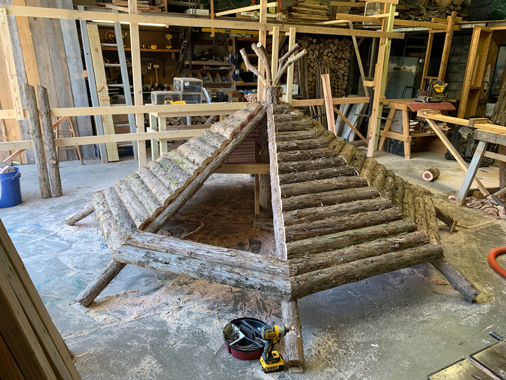 Tree tower roof under construction.